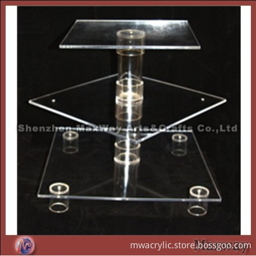 Transparent Square 3 Tiers Acrylic Cupcake Stand in Sample Style